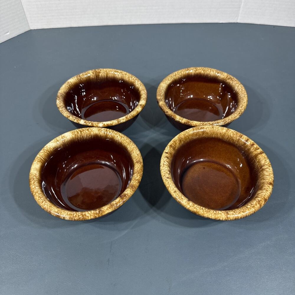 Hull BROWN DRIP 5-3/8" Rim Fruit/Cereal Bowls SETS OF FOUR